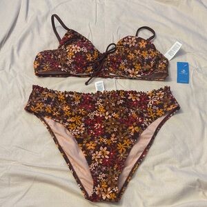 Cupshe Floral Bikini High Waisted XL